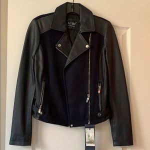 Armani Navy Leather Jacket BRAND NEW